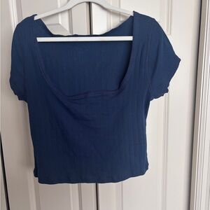 Free People Squareneck Cropped Pointelle T-Shirt